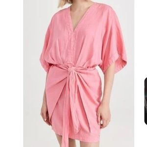 Young Fabulous & Broke Size S Willa Wrap Linen Kimono Mini Light Purple V-Neck